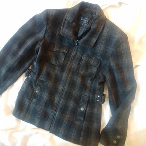 Black Plaid Women's Jacket Coat